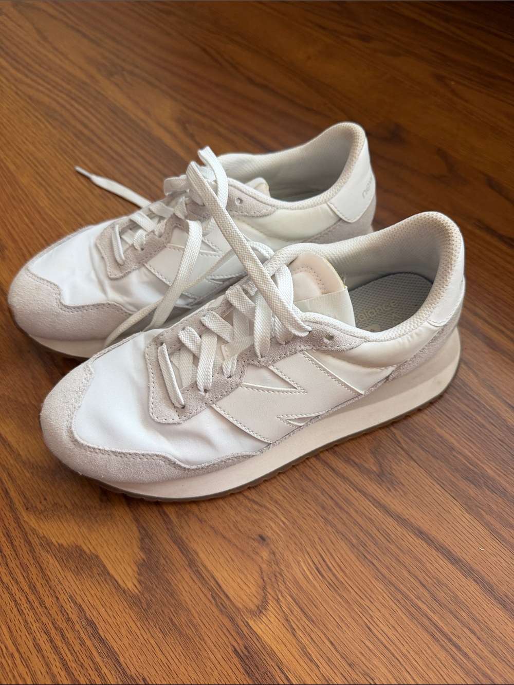 New Balance White & Light Beige Retro Runner Sneakers